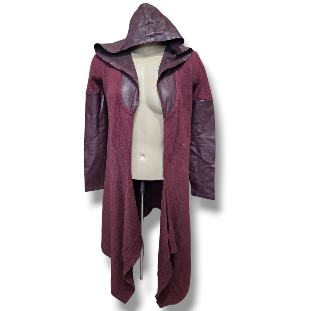 Blank NYC XS cardigan vegan leather with hood.